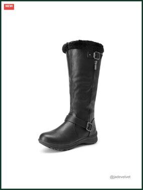 Women's Knee High Faux Fur Lined Snow Boots Side Zip Winter Warm Boots